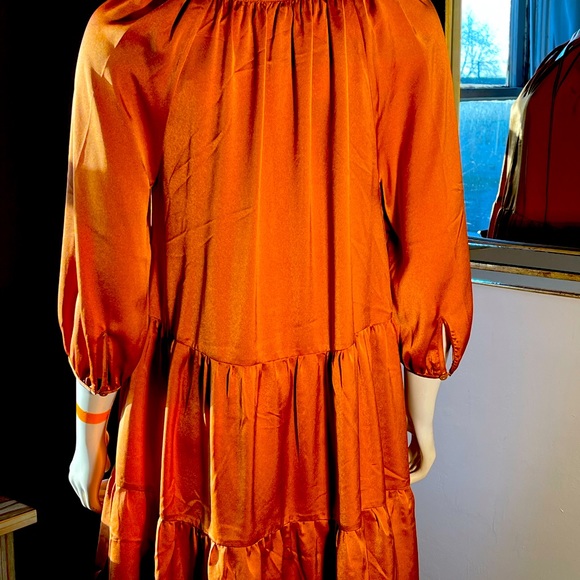 Banana Republic Gold Long Sleeved Dress with Tiered Hemline US4 - Picture 3 of 6